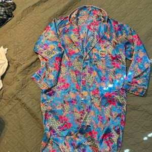 Vintage Floral Satin Pajama robe - Open